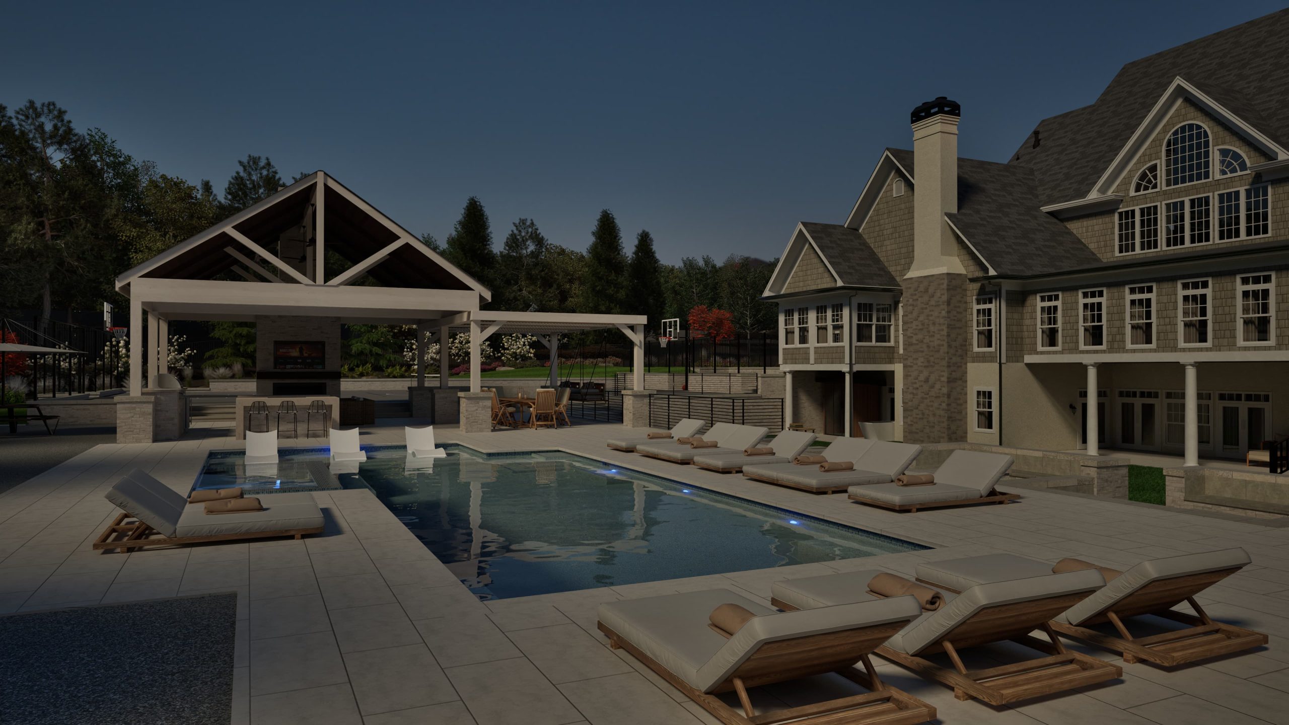 Custom pool with Kanfanar limestone coping and hardscape - Daydream Design and Build Atlanta GA