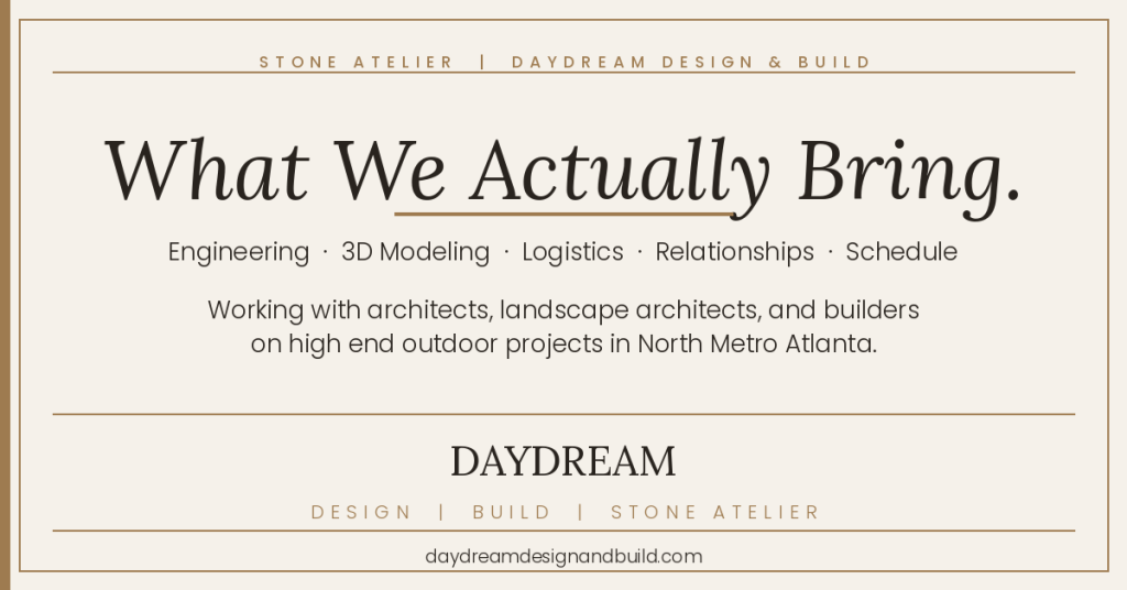 What We Actually Bring to a Project | Daydream Stone Atelier | North Metro Atlanta 3 What We Actually Bring to a Project | Daydream Stone Atelier | North Metro Atlanta